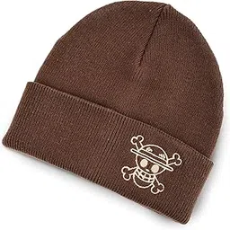 comicsense.xyz Unisex One Piece Anime Inspired Embroidered Beanie For Men And Women, Straw Hats Winter Anime Caps Brown, One Size-picture-48