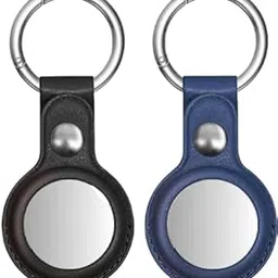 PEFKO PSS165 Premium Faux Leather Key Ring Holder Case Cover Compatible with Apple Airtag [ Only Key Holder Cover, Airtag Not Included ] (Yellow/Brown) (Black/Blue)-picture-58