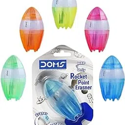 Doms Non Toxic Rocket Point Erasner | Non Toxic & Safe For Childrens | Easy Holding For ComFortable Erasing & Sharpning | Soft Dust Free Erasner | Pack of 5-image-10
