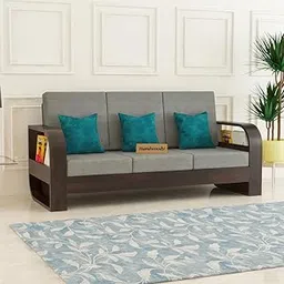 RSFURNITURE Solid Sheesham Wood Sofa Set 3 Seater | Wooden Sofa Set | 3-Person Sofa | Sofa Sets For Living Room | Three Seater Sofa Set | Rosewood, Walnut Finish-picture-19