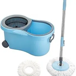 5-in-1 Spin & Flat Mop Set with Bucket | Microfiber Floor Mop Kit with Wringer | Dual Action Mop with Reusable Pads for Hardwood, Tile, Laminate, Kitchen & Bathroom Cleaning-image-12
