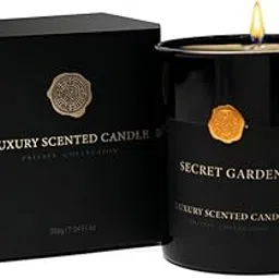 Silver Martini Scented Candles - 200g (Secret Garden) Organic Natural Soy Wax, Long-Lasting Aromatherapy Candles for Meditation & Relaxation, Up to 72 Hours Burn Time, Gift Set image 1