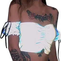 lavany Women's Sexy Casual Top,Women Colorful Reflective Low-Breasted Sexy Wrapped Chest Vest Tops-picture-14