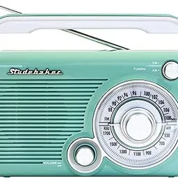 Studebaker SB2002TE Portable AM/FM Radio with Headphone Jack and aux-in Jack for Listening to Other Audio Sources (Teal/White)-image-30
