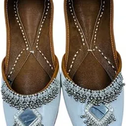 pehnawacraft White Oxidised Jutti for Women | Punjabi Jutti | Mojari for Ladies | Bridal Soft Leather Ethnic Juttis-picture-15
