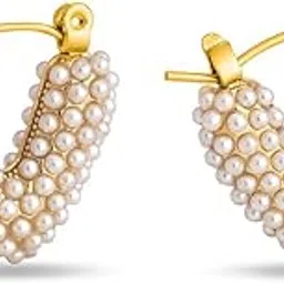 Heart Shapped Pearl Hoop Earrings for Women - Gold Plated, Waterproof & Anti Tarnish Earrings | Gift For Women & Girls | Durable, Lightweight, & Comfortable Jewellery for Women-image-35