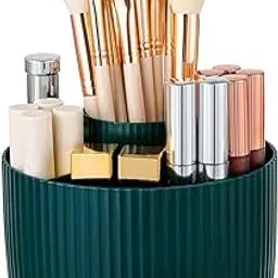 Xpandio Large Capacity Makeup Brush Holder,360° Rotating Makeup Organizer,5 Slot Makeup Brushes Cup,for Vanity Decor,Bathroom Countertops,Desk Storage Container,Cosmetic Display Cases (Green)-picture-32