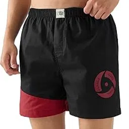 the souled store Official Naruto: Itachi Men and Boys 100% Cotton Black Graphic Print Boxer Shorts-picture-23
