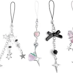 Tazweeq Cute Phone Charms, 4pcs Aesthetic Y2K Cellphone Charms, Pink Strawberry Butterfly Star Charm for Phone Bag, Keychain, Airpods Camera Pendants Decor-picture-37