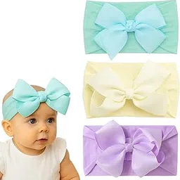 bellastella 3 Pcs Baby Headbands Stylish Super Soft Stretchy Multicolor Hair Bands Hair Bows Head Wrap Hair Accessories for Baby Girls Newborns infants Toddlers Kids-picture-15