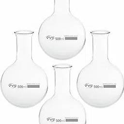 VVS Borosilicate 3.3 Glass 500ml Round Bottom Boiling Flask Pack Of 4 For School College Chemistry, Lab Laboratory And Professional Use-picture-33