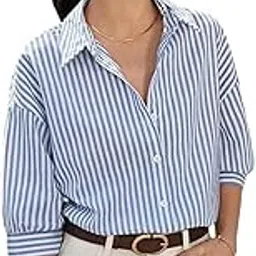paralians Women Striped Regular Fit Shirt - Stylish and Comfortable Casual Wear | Classic Stripes Design | Soft and Breathable Fabric | Button-Down Collar image 1