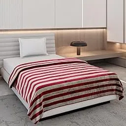 Monte Carlo Maroon Jacquard Single Bed 290 GSM Ac Blanket (Width 160 CM, Length 220 CM) - 1-picture-18