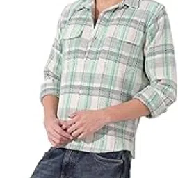 the indian garage co Men Regular Fit Checkered Cutaway Collar Long Sleeves Casual Over Shirt-picture-31