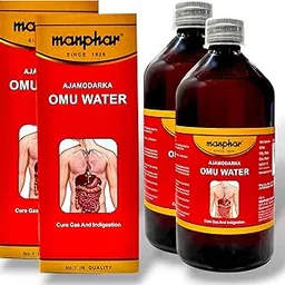 Manphar Ayurvedic Omu Water 500ml (Pack of 2) | Ajamodarka | Ajwain Herbal Distillate | For Gas, Bloating & Digestion-picture-29