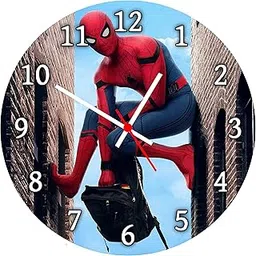 Babawill Spiderman 2 Round MDF Wooden Wall Clock Without Glass (28 cm x 28 cm x 1.5 cm)-image-54