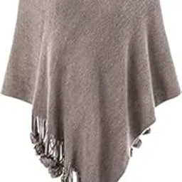 manra Women Woolen V- Neck Solid Plain Ball Cape Ponchu (SC 10 PLAIN BALL_FREE SIZE) image 1