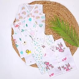 mom's home Moms Home Baby Unisex Organic Cotton Muslin Jhabla | Pack of 5 (6-12 Months)-picture-4