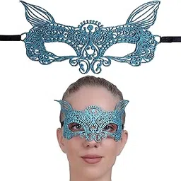 color style Women's Eye Beautiful blue Lace Mask, Masquerade Ball Mask, Wedding Mask, Halloween Mask(Blue mask)-picture-33