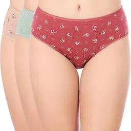 bodycare Women’s Premium Cotton Mid Rise Briefs – Assorted Floral Print, Outer Elastic Waistband 9763 (Pack of 3)-picture-12