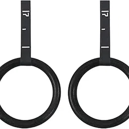 SAZ DEKOR 2 Pieces Gymnastics Rings with Straps for Home Gym Fitness Full Body Workout Black-picture-28