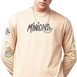 bewakoof Official Minions Merchandise Men's 100% Cotton Graphic Print Oversized Fit Round Neck T-Shirt-picture-17