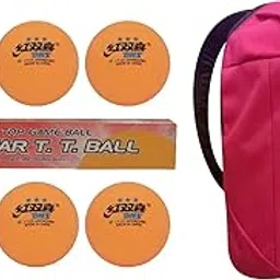 DHS TT Ball 40MM 3 Star Orange (6 Pcs Box) 18 PCS with Smart PRO TT Special Cover Speed Pink image 1