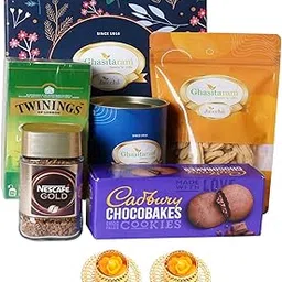 Ghasitaram Gifts Jaiccha Ghasitaram Tea Coffee Hamper Box with 2 T-Lights |Gift Hamper| Diwali Gift Hamper|Food Hampers|Gourmet Hampers|-image-12