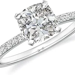 goldhartz 1.94 CT Gemstone Moissanite Ring Side Stone Engagement Ring in Sterling Silver/White Gold Plated Cushion Shaped February Birthstone Wedding Ring, Birthday, Anniversary Jewelry-picture-11