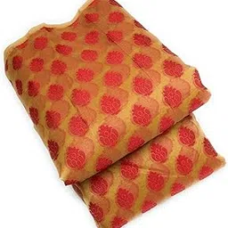 Women/Girls Ethnic Blend Cotton Chanderi Slightly Jacquard Transparent Fabric/Cloth/Dress Material For Blouse, Dress, Suit, Gown etc.-picture-55