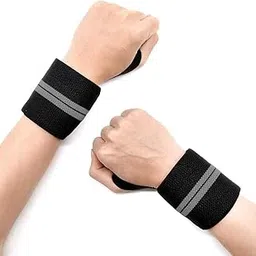 NJV Wrist Support Band with Thumb Loop Strap | for Men & Women | Wrist Supporter for Gym | Wrist Wrap & Straps | Gym Accessories for Hand Grip & Wrist Support (Black) image 1