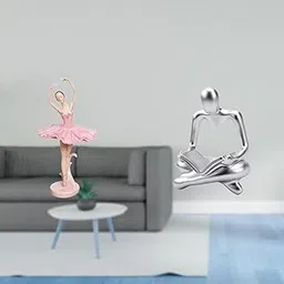 MERISHOPP Ballerina Figurine Resin Girl Sculpture Birthday Gift Novelty Souvenir Creative Abstract Thinker Statue Craft Ornament for Office Study Room Living Room Decoration Bookshelf-image-91