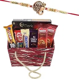 SFU E Com Almond Chocolates & Creamy Coockie Biscuits With Basket | Rakhi Chocolate Gift For Brother | Ganesh Rakhi With Chocolates | Rakshabandhan Chocolate Gift | 788-picture-29