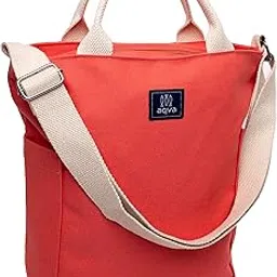 aqva Men's, Women's Eco Friendly Soft Cotton Canvas Sling Shoulder Crossbody Bag with Top Zipper Closure, Inner Pocket & Dual Cotton Handles image 1