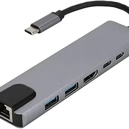 SmartTech Type C to 6 in 1 USB C Multiport Aluminum Adapter Hub with HDMI 4K RJ45 LAN USB 3.0 USB C(PD 100W) Compatible with MacBook Air and Pro 14” 16” iPad and Thunderbolt C Port Latest Laptops-picture-27