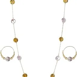 Gold plated contemporary western long-chain necklace with Hoop Earrings-image-3