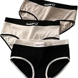 fiha Women's Cotton Briefs with Contrast Trim, Black, White and Grey, (Pack of 3)-picture-32