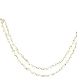 priviu Gold Plated White AD Studded Piercing Nose Ring with Faux Pearl Chain Nath Hoop Nose Pin Stylish Nath For Women and Girls-picture-11