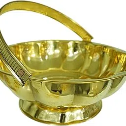 Traditional Handcrafted Brass Flower Basket for Pooja, Worship Brass Basket-image-51
