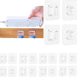 Boniry double-sided adhesive wall hooks pairs plug holder self-adhesive transparent for hanging waterproof and oil-proof double sided strong heavy duty hook metal polyvinyl chloride (double-sided-10) image 1