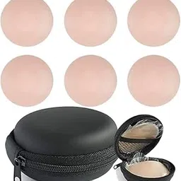ipsit Nipple Cover Reusable Thin Silicone Nipple Pasties for Women Reusable Adhesive Nipple Pads for Discreet Packaging (3 Pair) (3 Pair with Case) Beige-picture-12