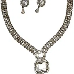 diva inspire AD water Stone Necklace Set with Matching Earrings for Women Jewellery for Wedding & Festive Evening Party Look-picture-44
