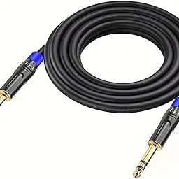 KEBILSHOP 1/4 inch TRS Audio Cable 32 FT,Straight 6.35mm Male Stereo Cord,TRS GOLDEN Instrument Cable for Guitar,Bass,Keyboard,Mixer,Monitor,Amplifier/Amp,Speaker Studio. (32 FEET/ 10 MTR)-picture-23
