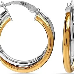 lecalla 925 Sterling Silver BIS Hallmarked Intertwining Oval & Round Hoop Earrings for Women and Girls-picture-15