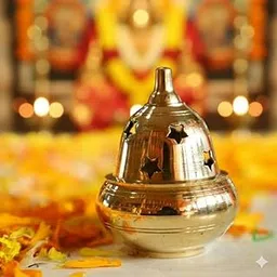 Golden Traditional Akhand Brass Diya for Puja Room, Home, Office, Temple Decor for Diwali, Ganesh Chaturthi Festival Size 6x6x7 Cm Weight. 100 Gm Pack of 2 (Large)-image-5