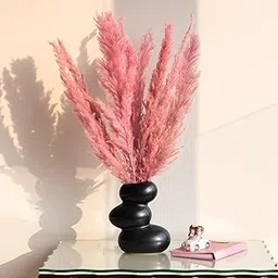 Flowers and Fillers 10 Sticks Pampas Grass Onion Pink Colour | Dried Flowers for Home, Office, Bedroom, Table Decoration and Craft Items Corner (Without Vase Pot)-image-25