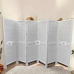 Store Nice Wooden Room Partition for Living Rooms/Wood Screen Separator & Room Divider for Living Room/Bedroom/Office/Restaurant(White) (6 Panel)-picture-14