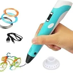 COCO LEMON ® 3D Printing Pen with LCD Display, Turquoise Blue, 7.2 Inch, Temperature Control, Speed Adjustment, Filament Loading Button, Includes 10 metre Each 3 PLA Filame image 1