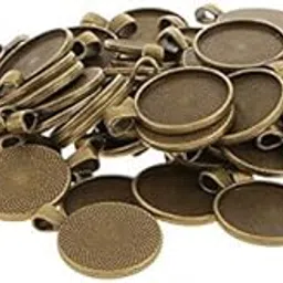 zoomella 50 pcs Blank Round Bezel Tray Base 25mm Cabochon Necklace Pendants Bronze|Necklaces & Pendants| Necklaces & Pendants-picture-45