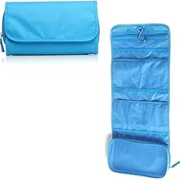 Makeup Organizer Cosmetic Travel Bag, Hanging Toiletry Bag Bathroom Wall Hanging Storage Multipurpose Fordable Wall Hanging Dressing Kit Makeup Organizer (Blue)-image-92